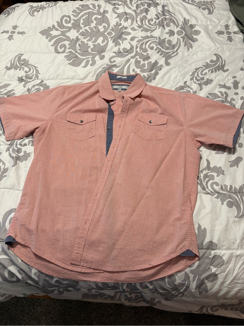 PD&C Short-Sleeve Button-Down Shirt in Coral Pink